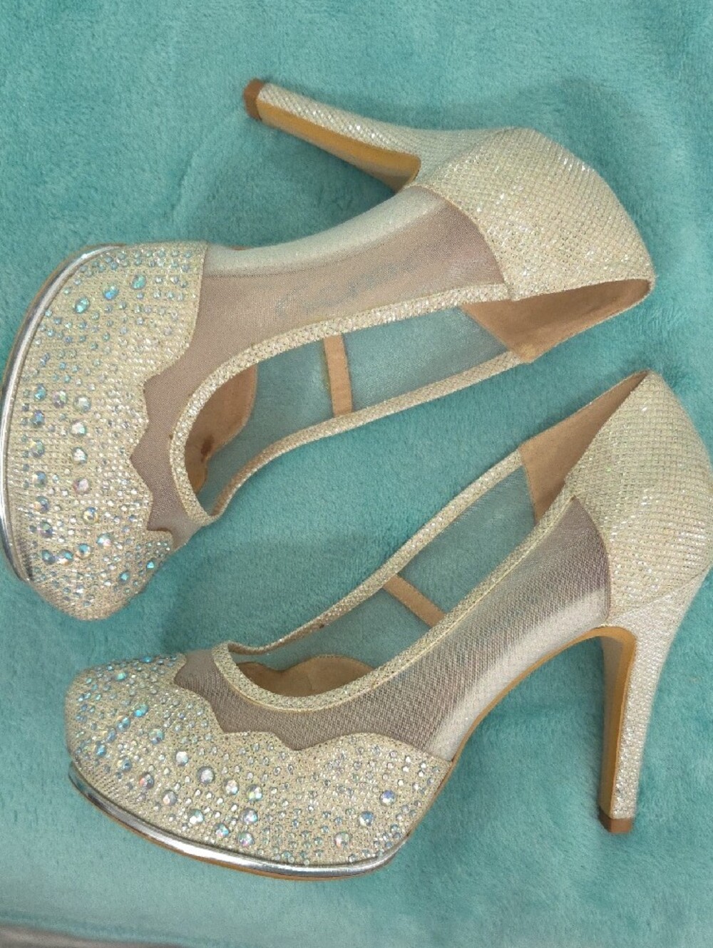 Gold Embellished Pointed Heels